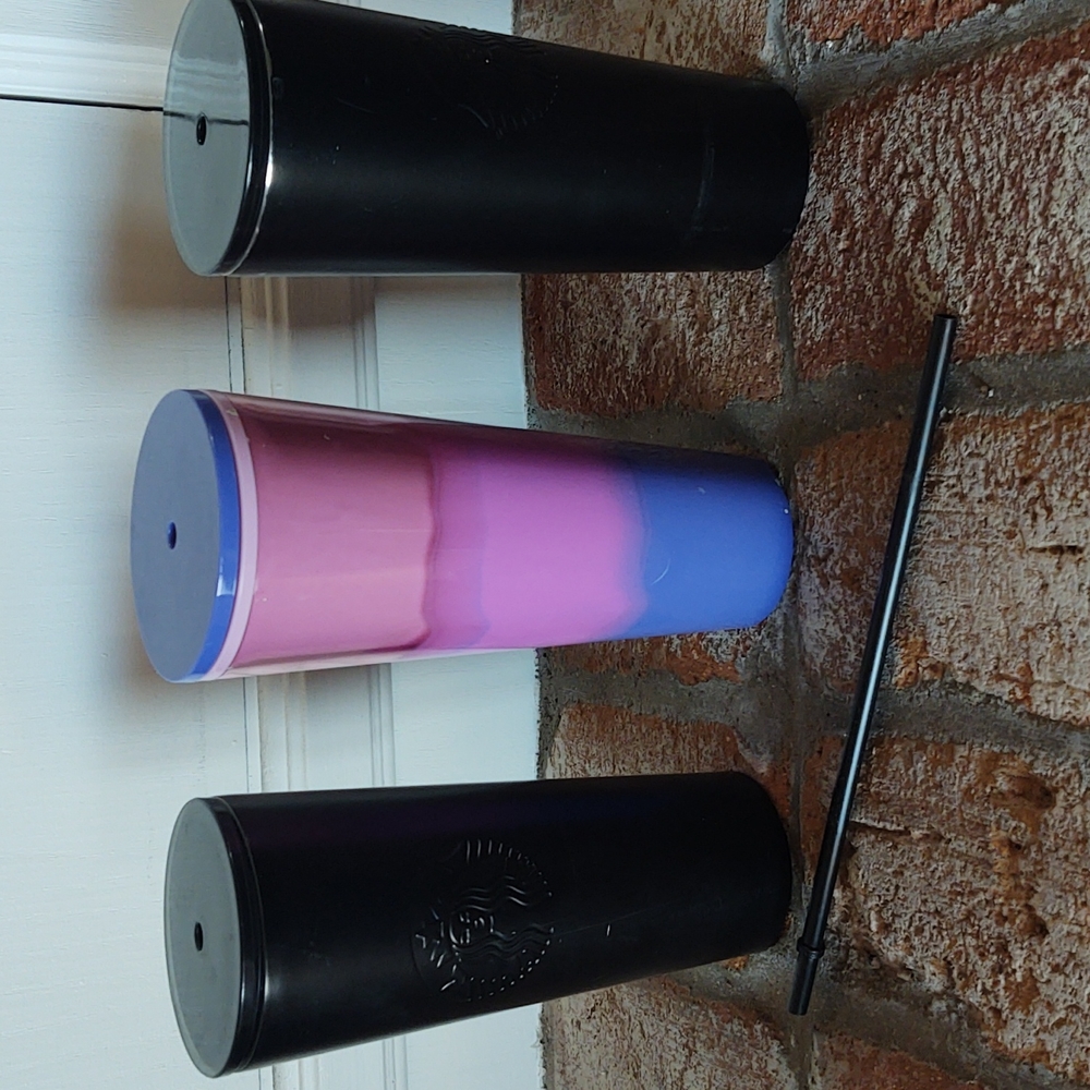 3 -24 ounce Starbucks Tumblers. 1 straw included.